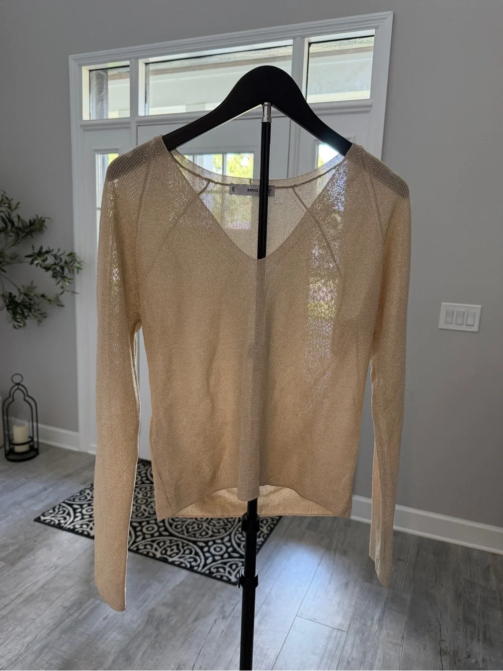 Mango Metallic Gold Knit Top